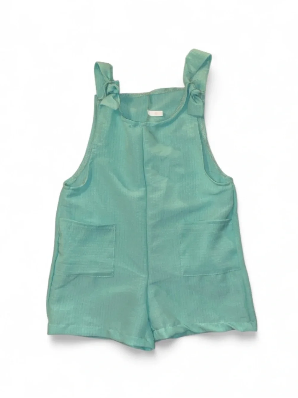 Girls' Teal Knot-Strap Romper Shorts